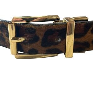 25mm leopard pattern black lizard-embossed reversible belt S/M